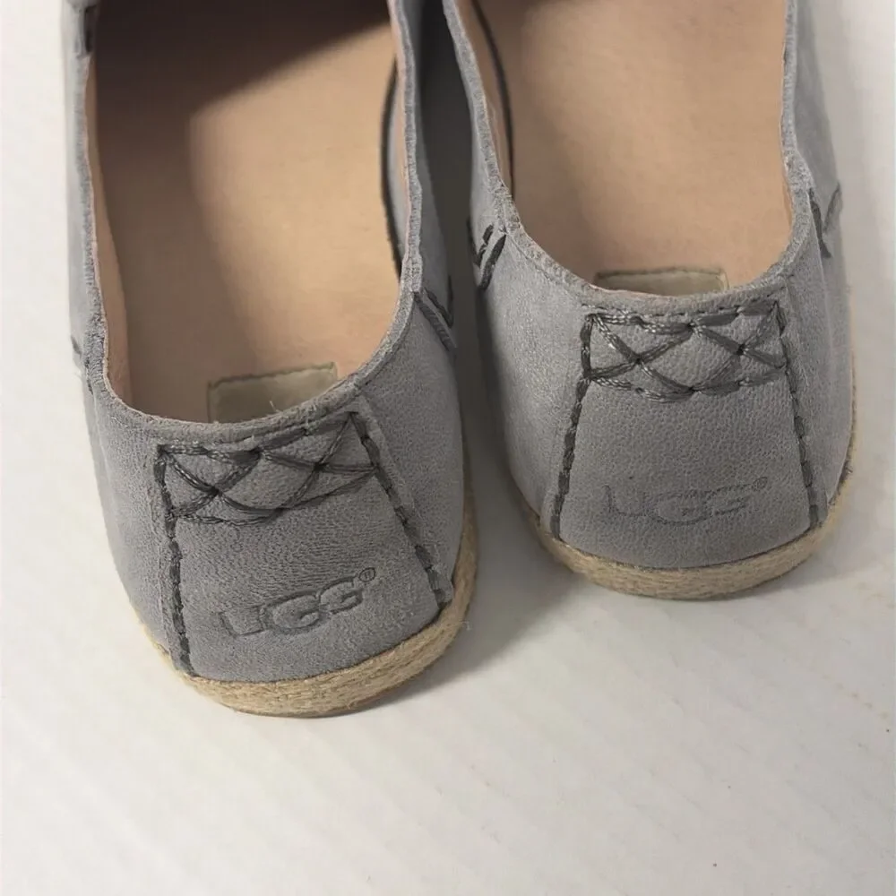 UGG 1002892 Marrah Gray Suede Leather espadrille kiltie Loafer Shoes Women's